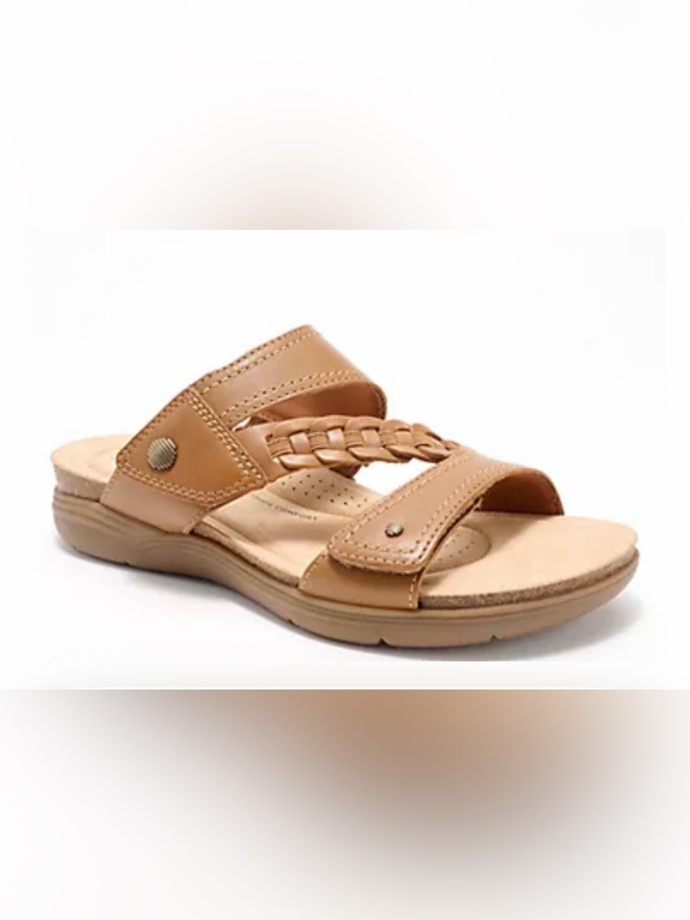 NEW! Clarks Collection Leather Slide Brown Tan Sandals April Raelyn 8W